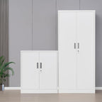 Metal Storage Cabinet, 36" H Locking Storage Cabinet with 2 Adjustable Shelves for Garage, Home, Office, Utility Room-White