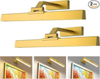 Picture Lights for Wall, Battery Operated Picture Light 16in Gallery Light for Paintings CCT Dimmable Recharging Battery Wall Light with Remote Control for Living Room Gallery Dartboard Art 2PCS