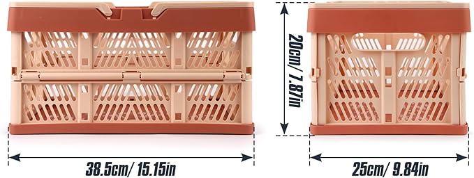 Domiella 2-Pack Foldable Storage Baskets, Collapsible PP Crates with Handles - 20L Capacity, Strong and Portable for Home Organization, Picnic and Shopping, Pink