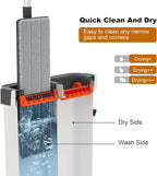 Mop and Bucket with Wringer Set,Hands Free Flat Floor Mop and Bucket,2 Washable Microfiber Pads Included,Wet and Dry Use, Home Floor Cleaning System for All Floor Types and Windows