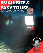 LIVOWALNY Portable LED Work Light Compatible with Milwaukee 18V Battery, 48W 4800LM Cordless Flood Light Flashlight with Low Voltage Protection USB & Type C Charger Port for Construction, Emergency