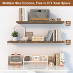 12 Inch Deep Floating Shelves for Wall 3 Pack Floating Shelfs Large Storage Space Wall Decor Display Shelf for Bathroom Living Room Bedroom Kitchen 40" W x 12" D x 1.2" H Rustic Brown