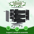 3 Drawers Rolling Tool Storage Cabinet with and Pegboard,35" H Metal Garage Storage Cabinet with Wheels for Garage, Home, Office,Assembly Required,Black