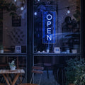 Vertical LED Open Signs for business – Super Bright - UV Printing Pattern, Remote Included - Large Size 10x24'' - Neon Open Sign for Café, Bar, Shop & Business Sign (Blue)