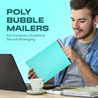 Teal Small Bubble Mailers 4x8 Inch #000 | Thick Padded Poly Bubble Mailer Envelopes | 500 Pack Bulk | Trading Card Sports Card Shipping