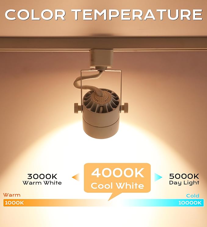CLOUDY BAY 8W 4000K Cool White Dimmable LED Track Light Head,CRI90+ True Color Rendering Adjustable Tilt Angle Track Lighting Fixture,40° Angle for Accent Retail,White Finish,Halo Type- Pack of 6