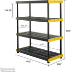 CX Black & Yellow, Shelving Unit and Heavy Duty Storage Containers, Extremely Durable (Shelf + 27 Gallon Container (4-Pack))