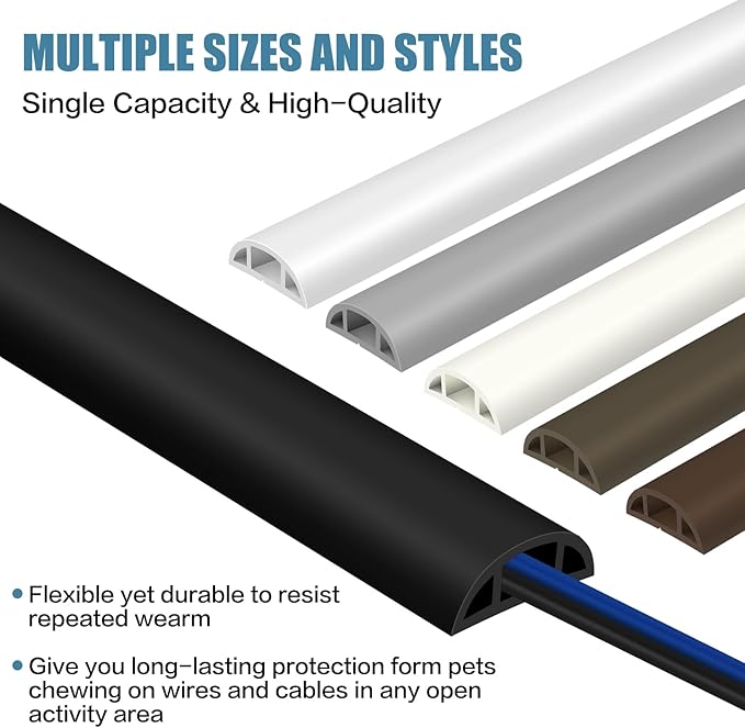 Floor Cord Covers for Wires 3.3FT Cable Hider Wire Cover Self Adhesive Cord Hider Floor for Offices, Homes, Workshops, Warehouses Cable Cavity 0.39" W x 0.27" H