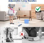 Floor Scrub Brush and V-Shape Grout Brush with Long Handle 3 in 1 Replaceable Head Scrape Brush Stiff Bristle with Swivel Head for Cleaning Tiles Hardwood Floors Patios Blue