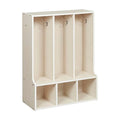 ECR4Kids Streamline 3-Section Toddler Coat Locker with Bench, Kids Furniture, White Wash