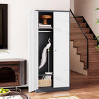 Letaya Wardrobe Closet, 72" H Clothing Storage Cabinet with Adjustable Shelves and Hanging Rod, Bedroom Armoire Clothes Organizer (White Gray)