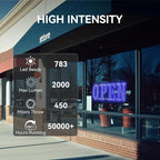 Large LED Open Signs for buiness with 13 Scene Modes, 40" x 14" Unique Design Blue Open Sign for Business Hour Open Sign for Window Stores Retail and Restaurant