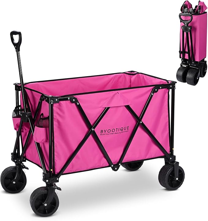 225L Large Capacity Folding Wagon Collapsible Cart for Camping Shopping Sports Makeup Artists Weddings Flea Markets