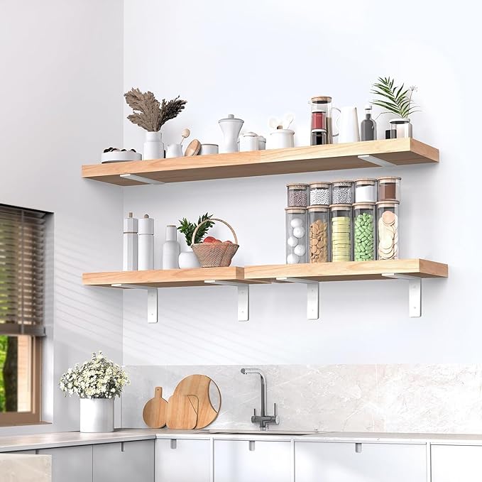 White Floating Shelf Bracket 10 Inch, 6 Pack Heavy Duty Shelf Brackets, Wall Shelf Bracket for DIY Decorative with Mounting Hardware