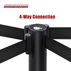 DuraSteel Crowd Control Barriers Stanchions with Retractable Belts & Sign Holder - Metal Stanchion Posts w/ 6.5ft Black Retractable Barrier Belt Ropes - Queue VIP Safety Line Dividers - Set of 6 Poles