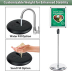 11x17 inches Poster Stand Holder Adjustable Floor Standing Sign Holder Vertical and Horizontal View Sign Display, Aluminum Snap Frame with Safety Corner, Silver