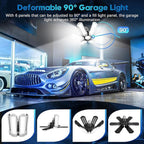 TANBABY Upgrade LED Garage Light, 150W Deformable Ceiling LED Shop Light, 15000LM E26/E27 Garage Lighting with 6+1 Adjustable Panels Bulb for Basement (1pack)