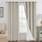 H.VERSAILTEX 100% Blackout Curtains for Bedroom Thermal Insulated Linen Textured Curtains Heat and Full Light Blocking Drapes Living Room Curtains 2 Panel Sets, Cobblestone, 52x96 Inch