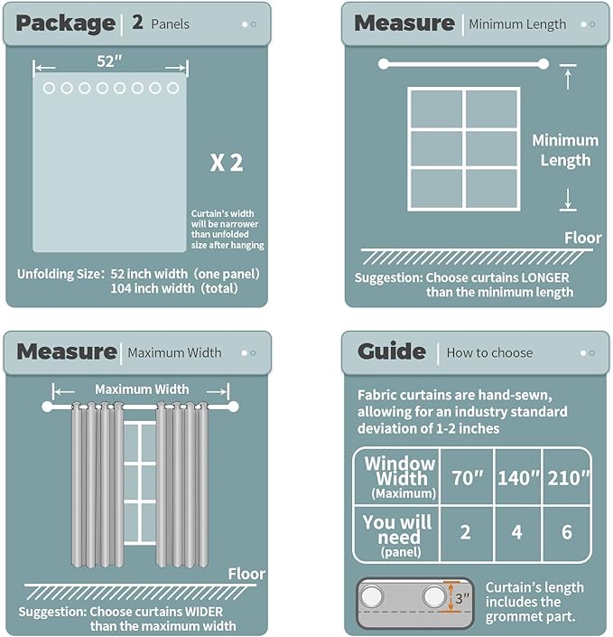 BGment Room Darkening Curtains 63 Inches Long - Grommet Thermal Insulated Drapes Window Treatment Curtains for Bedroom, 2 Panels, 52 x 63 Inch, Greyish White