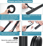 Floor Cable Cover 3ft Black, LZEOY Cord Covers for Wires on Floor, Cord Hider Floor Cable Management, Extension Cord Floor Cover Low Profile, Floor Cord Cover for Office/Carpet/Floor