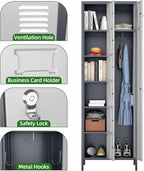 Aobabo 72" H Metal Lockable Storage Locker 7 Small Doors and 1 Big Door, Metal Lockers for empolyees with Hooks, for School Home Office Assembly Required, 8 Doors, Grey White