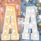 Pooqla 4 FT Marquee Light Up Letters, Cool White and Warm White Marquee Letter 4 Feet Tall, Giant LED Sign Big Mosaic Letter T for Balloons Birthday Party Anniversary Wedding Decorations