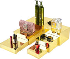 Gold Risers Display Stands, 6pcs Acrylic Display Stand, Purse Stand, Food Display Buffet Riser, Retail Mirror Squre Display Boxes for Perfume Collection Jewelry Party Centerpieces