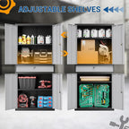 71" Metal Cabinet-Black&Gray Heavy Duty Storage File Cabinet Steel Tool Cabinets with Shelves, Lockable Doors and Drawers- for Garage, Pantry, Warehouse - Assembly Required