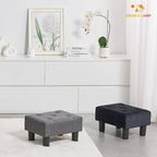 BRIAN & DANY Small Foot Stool, Linen Foot Stools with Legs, Stable Small Footstool for Living Room, Grey