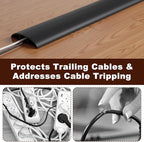 16.4 FT Floor Cord Cover, Self Adhesive Cord Hider, Hide Electric Wire on Carpet, Power Cable Protector, Cord-Runner Protective 0.47" (W) x 0.29" (H), Black