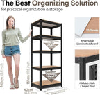 HOMEDANT House 5 Tier Laminated Metal Shelving Unit Adjustable Storage Utility Rack Heavy Duty Shelves Organization Multipurpose Shelf Kitchen Garage Pantry Closet (3, (S) 24.4" W, Black)