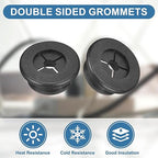 uxcell 4Pcs Cable Cord Grommet, 7/8"(22mm) Rubber Desk Grommets Wire Pass Through Hole Cover with Marked Cable Ties for Home Office Cable Wire Protection, Black