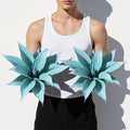 Artificial Agave Plants,Large UV Resistant Fake Agave Planters 12" for Indoor and Outdoor Decorating Tropical Plant Succulents Greenery Indoor Decor (Blue,2Pack)