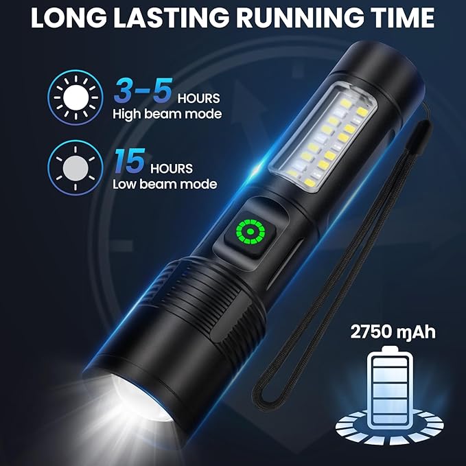 NiaoChao Rechargeable LED Flashlights High Lumens, 99000 Lumens Super Bright Flashlight with 6 Modes, Waterproof Powerful Flash Light Multifunctional Flashlights for Home Camping Hiking(3 Pack)