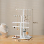pickpiff White Jewelry Stand Holder Organizer: 12.5" Sturdy Hanger for 80 Pcs Jewelry, Jewlery Tower for Display Necklace, Earring, Bracelet, Watch