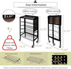 Lumizone Foldable Book Cart 6-Tier Large Capacity Bookshelf Single Sided V-Shaped Sloped Shelves With brake Wheels With PegBoard Slim Rolling Utility Cart Storage Rack, Home Shelves and Office (Black)