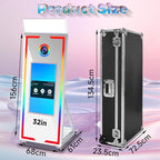Magic Mirror Photo Booth 65" with 32" Touch Screen Selfie Mirror Photo Booth Machine with Flight Case Remote Control Ring Light for Event Rental Wedding Party (65-32in Black)