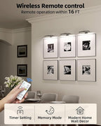 EZVALO Picture Light for Wall, Rechargeable 2400mAh Battery Lights Wireless Remote, 3 Color & Dimmable Magnetic 8'' LED Lights Display for Painting, Living Room, Gallery, Bedroom, Dashboard(Black-2P)