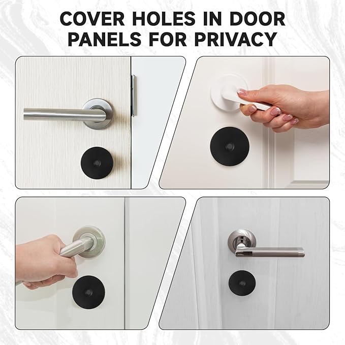 2 Sets Door Hole Cover Plate, Door Knob Cover Plate 2-5/8" Diameter Black Door Knob Covers Door Hole Filler Plate for Home Security (2, Black)