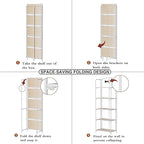 Crofy No Assembly Folding Bookshelf for Living Room, 5 Tier White Collapsible Book Shelf for Home Office, Portable Bookcase Storage Organizer