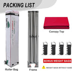 Eurmax USA Standard 10x10ft Patio Pop Up Canopy Tent for Outdoor Events Commercial Instant Canopies with Heavy Duty Roller Bag,Bonus 4 Canopy Sand Bags (Red)