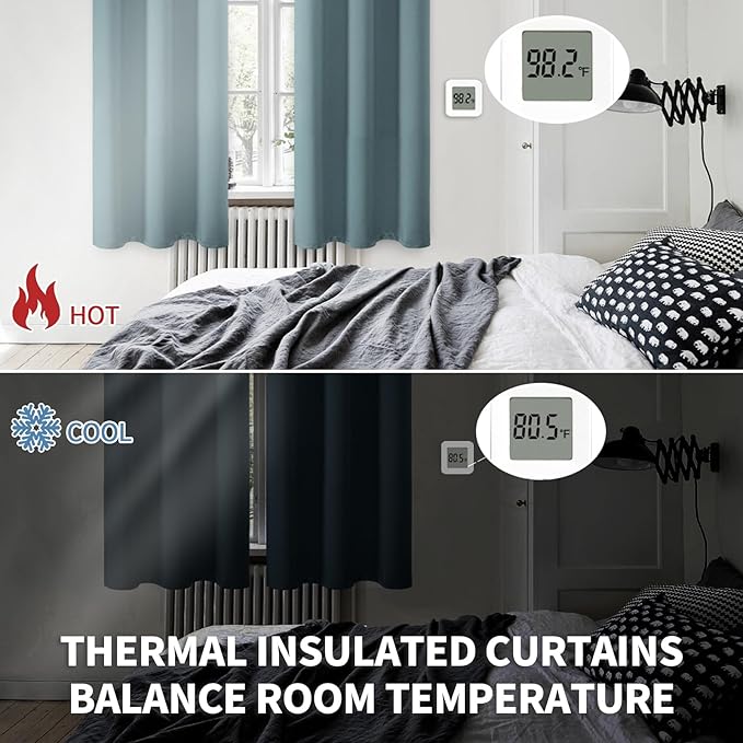 BGment Room Darkening Curtains 84 Inches Long - Grommet Thermal Insulated Drapes Window Treatment Curtains for Bedroom, 2 Panels, 70 x 84 Inch, Stone Blue