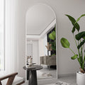 TinyTimes 65''x22'' Arched Full Length Mirror with Stand, Full Body Mirror Full Length Floor Freestanding, Wall Mounted Mirrors for Bedroom Living Room Cloakroom (White)