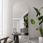TinyTimes 65''x22'' Arched Full Length Mirror with Stand, Full Body Mirror Full Length Floor Freestanding, Wall Mounted Mirrors for Bedroom Living Room Cloakroom (White)