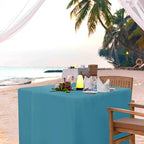 HolidayIdeas 2 Pack Square Fitted Table Covers - 34 x 34 Inch -Card Table Clothes Washable Tablecloth Protectors for Parties, Holiday Dinner, Trade Show, Vendor Stand, Teal