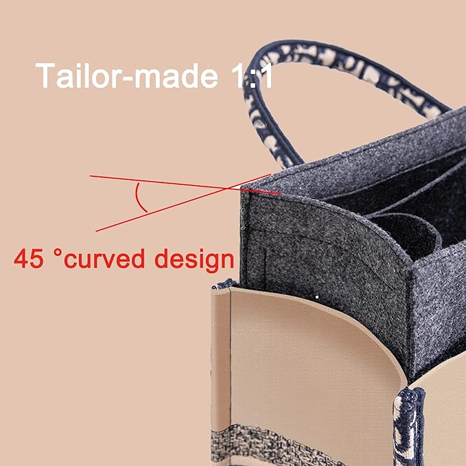 Doxo Purse Organizer Insert for Handbags, Felt Purse Organizer for Purse with 2 Sizes, Tote Bag Insert Compatible with D Large Book Tote Bags & Lv Onthego GM and More (Grey-With Cover)