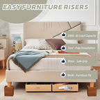 4-Inch Solid Pine Furniture Risers – 2000LBS Capacity, Tool-Free Install, Natural Wood Design for Beds, Sofas & Desks (4 Inch)