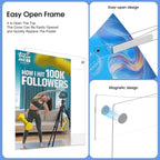 Acrylic Sign Holder 8.5 x 11 Wall Mount, Adhesive & Magnetic Back - Vertical or Horizontal Mount for Office, Classroom, Retail Displays on Glass, Doors, Wood, or Other Smooth Surfaces