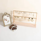 GemeShou wooden earring holder organizer for girls, maple stud earring display stand for boutique store, jewelry storage organizer shelf【maple stand-Two Tiers】