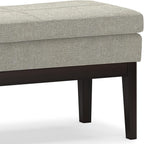 SIMPLIHOME Carlson Ottoman Bench - 45 inch Wide Upholstered Vegan Leather Rectangle Ottoman in Greige, Mid Century Modern Bench for Bedroom, Entryway or Living Room with Padded Seat